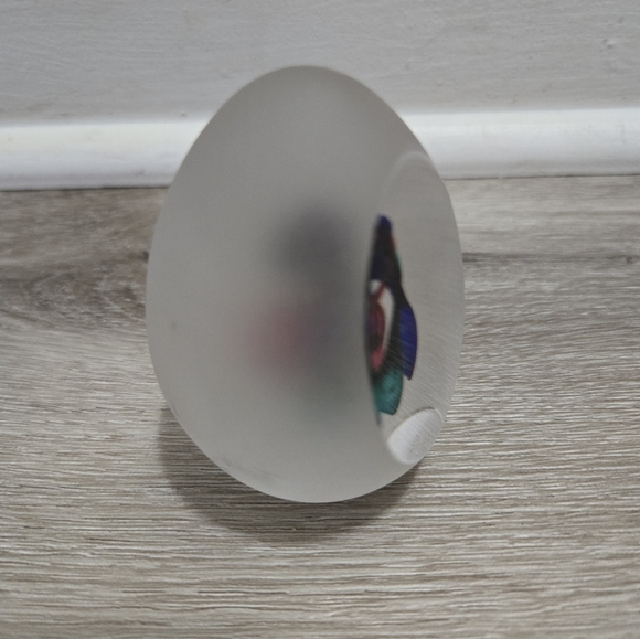 Vintage Artcristal Bohemia Crystal Art Glass Egg Paperweight Frosted Clear - Picture 5 of 9